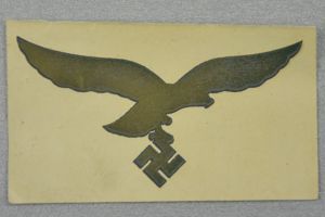 Unissued Luftwaffe helmet eagle decal by Huber Jordan u. Koerner