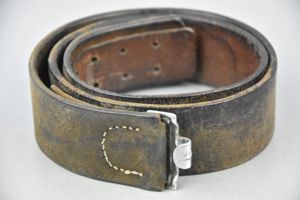 Early leather Wehrmacht equipment belt with aluminum hook