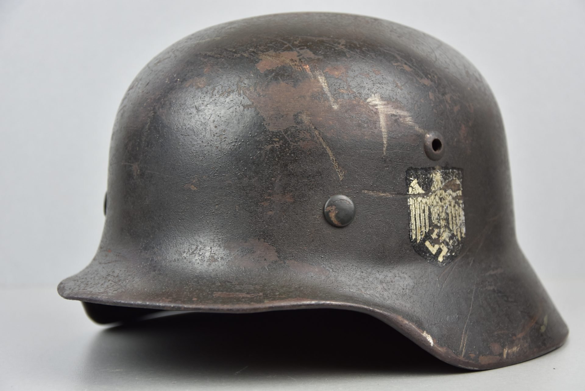 M35 army (Heer) reissue single decal steel helmet Q62 named — image 6