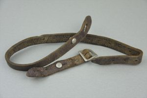 Early chocolate brown Luftwaffe helmet chin strap with aluminum buckle …