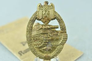 MINT Panzer assault badge in Bronze by Arno Walpach A.W.S. …