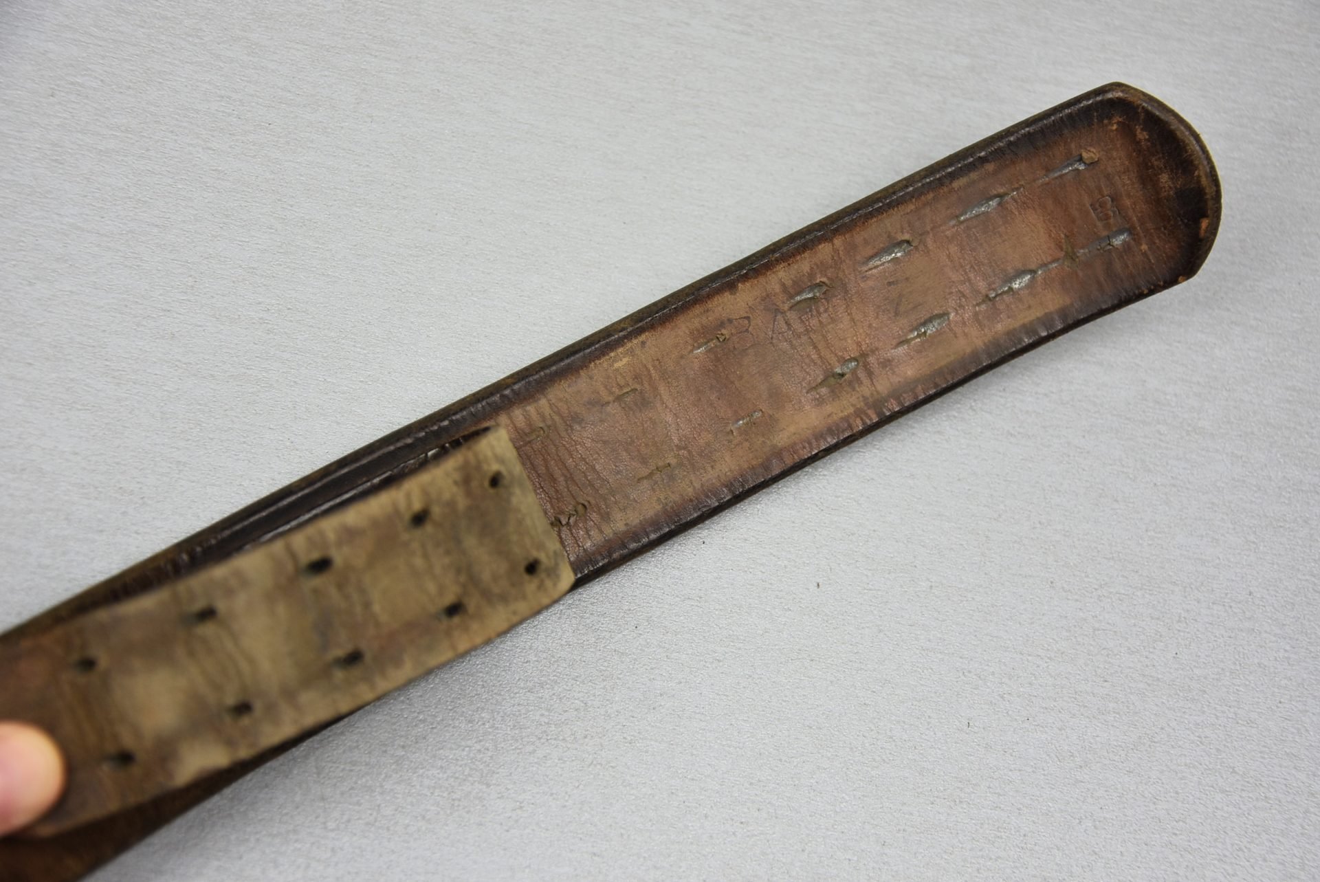 Early Wehrmacht leather equipment belt with aluminum hook 1939 — image 7