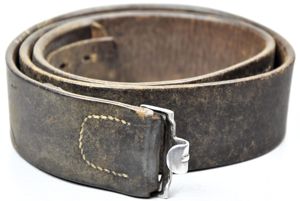 Early Wehrmacht leather equipment belt with aluminum hook 1938