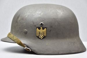 M35 army (Heer) ex-double decal 'overpaint' steel helmet ET68 1937