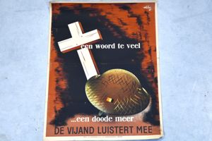 Belgian WW2 poster 'The enemy is listening' Dutch version 1945 …