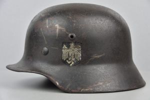 M35 army (Heer) reissue single decal steel helmet Q62 named