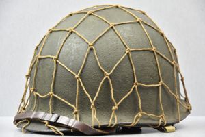 US WW2 M1 rear seam swivel bale steel helmet with …