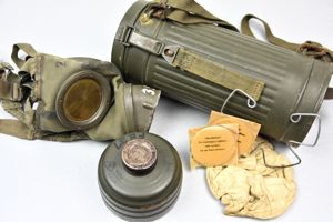 Complete M31 gas mask with canister 256. Volks-Grenadier-Division Holland 1944