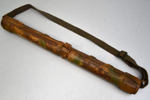 Camouflaged tan colored MG42 barrel container with LUX strap 'Lauf-Schützer' …