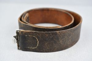 Early Wehrmacht leather equipment belt with aluminum hook 1938