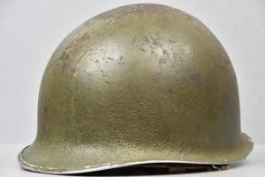 US WW2 M1 front seam fixed bale steel helmet 'shrapnel …