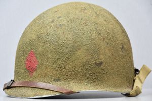 US WW2 M1 '5th Infantry Division' helmet with sawdust camouflage