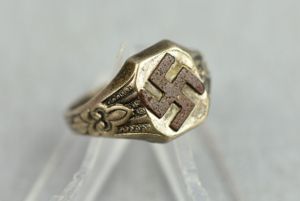 Third Reich '800' silver ring with swastika