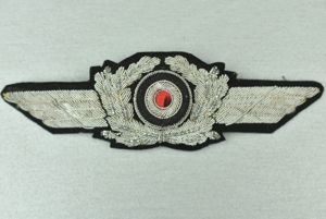 Luftwaffe bullion embroidered officer visor cap cocarde
