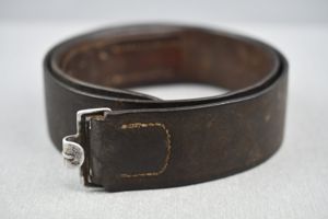 Early Wehrmacht leather equipment belt with aluminum hook 1937