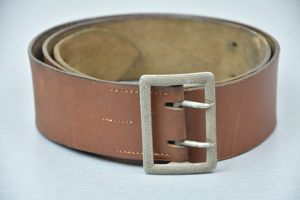 Classic brown leather Wehrmacht officer 'Zweidorn' double claw belt by …