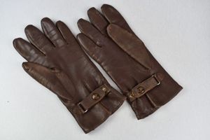 Werhmacht/SS brown leather officer gloves with nazi eagle press buttons