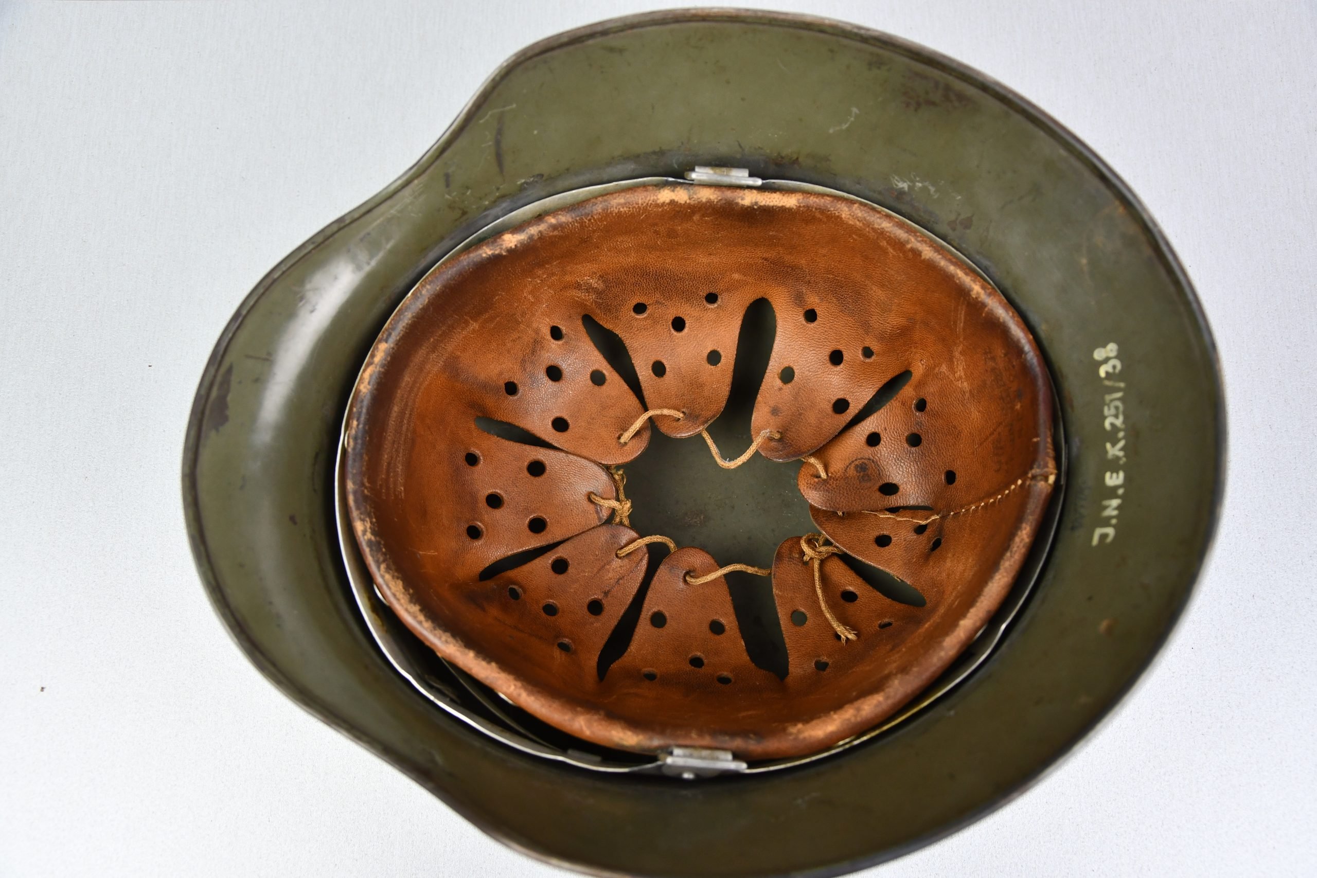 M35 army (heer) single decal 'overpaint' steel helmet Q68 named and unit marked — image 10