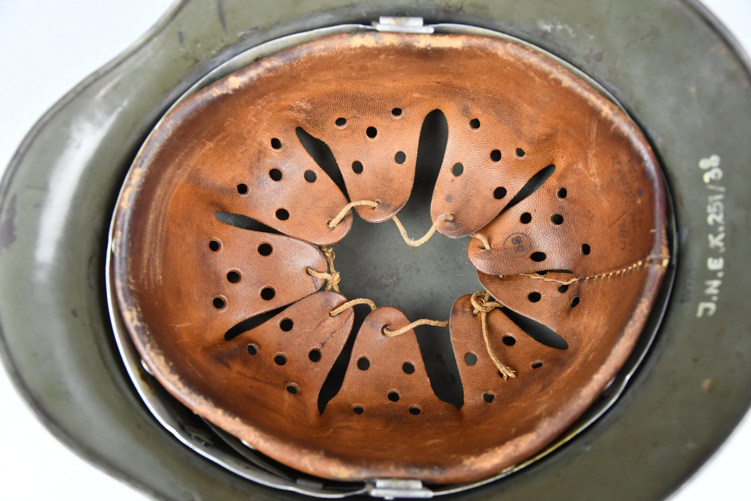 M35 army (heer) single decal 'overpaint' steel helmet Q68 named and unit marked — image 11