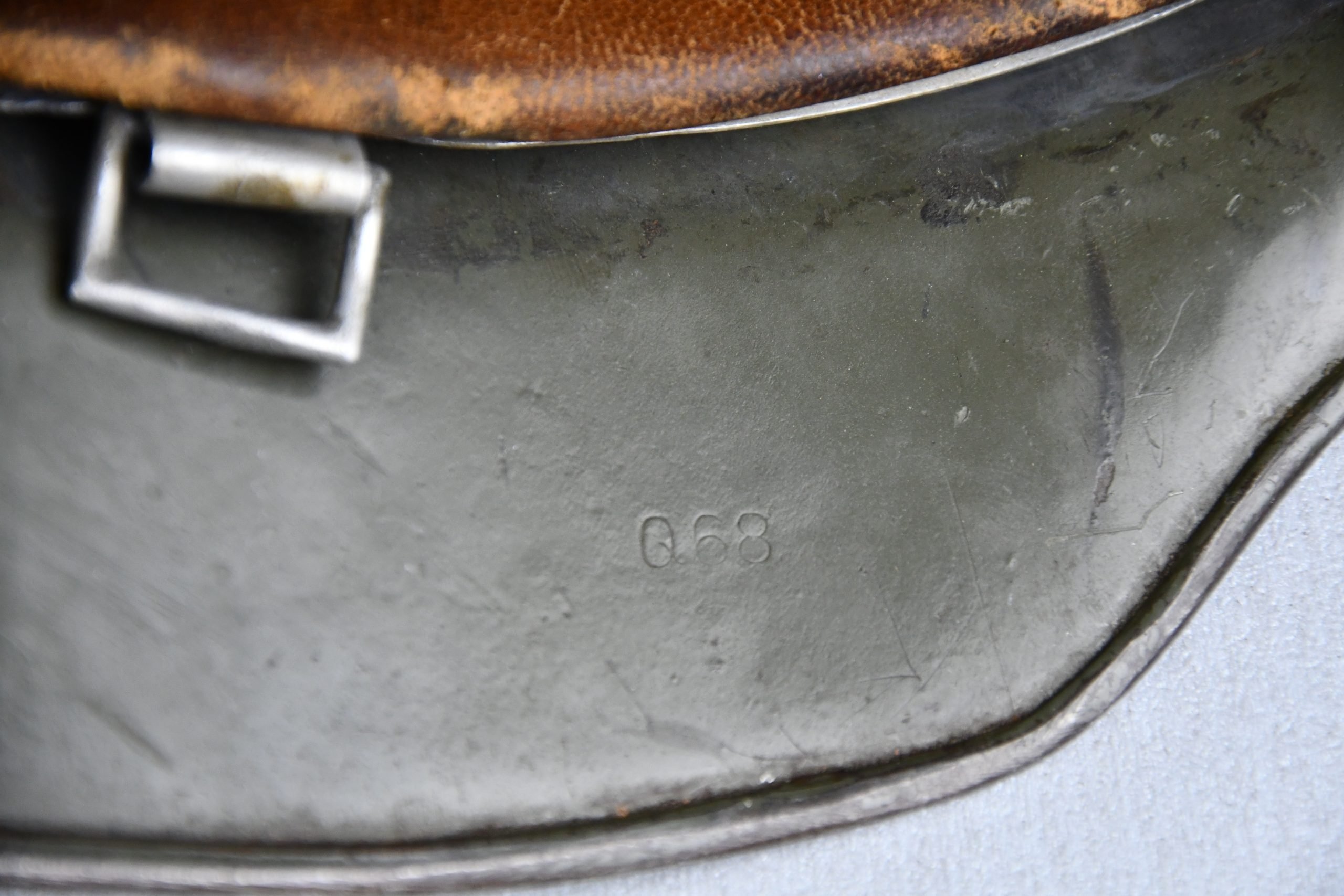 M35 army (heer) single decal 'overpaint' steel helmet Q68 named and unit marked — image 15