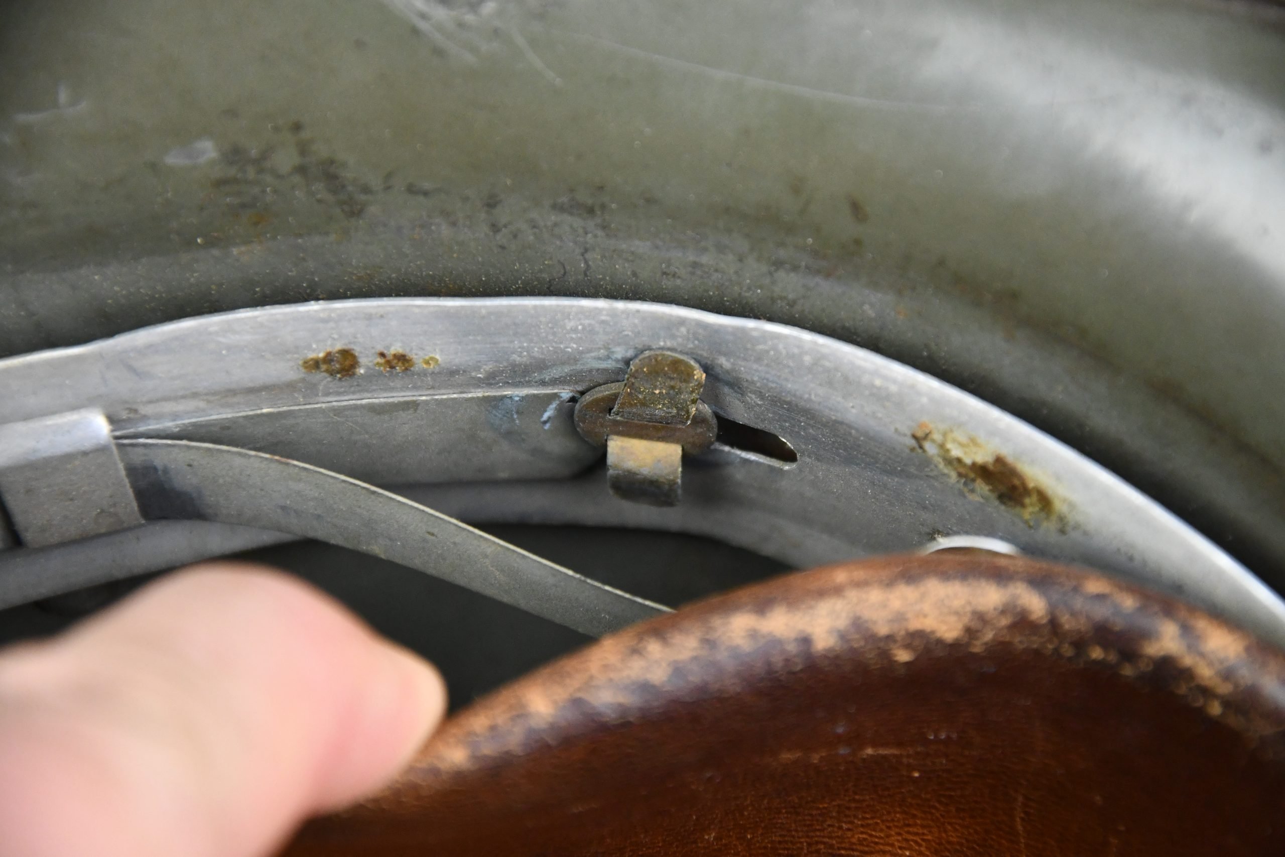 M35 army (heer) single decal 'overpaint' steel helmet Q68 named and unit marked — image 16