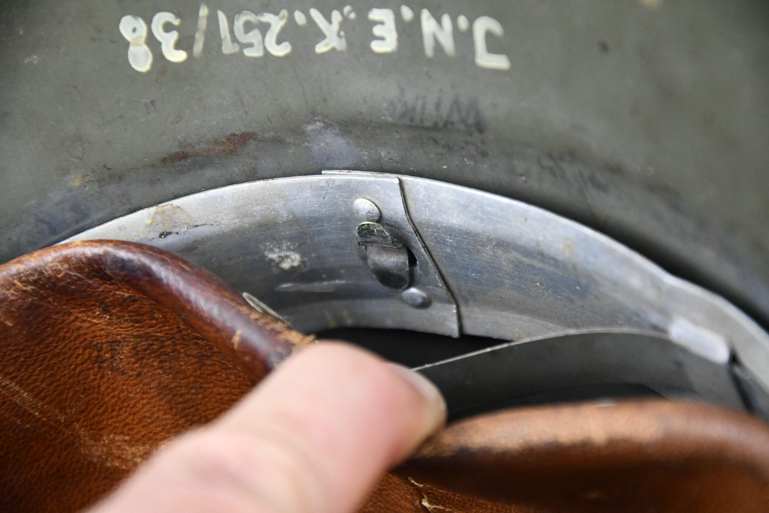 M35 army (heer) single decal 'overpaint' steel helmet Q68 named and unit marked — image 18