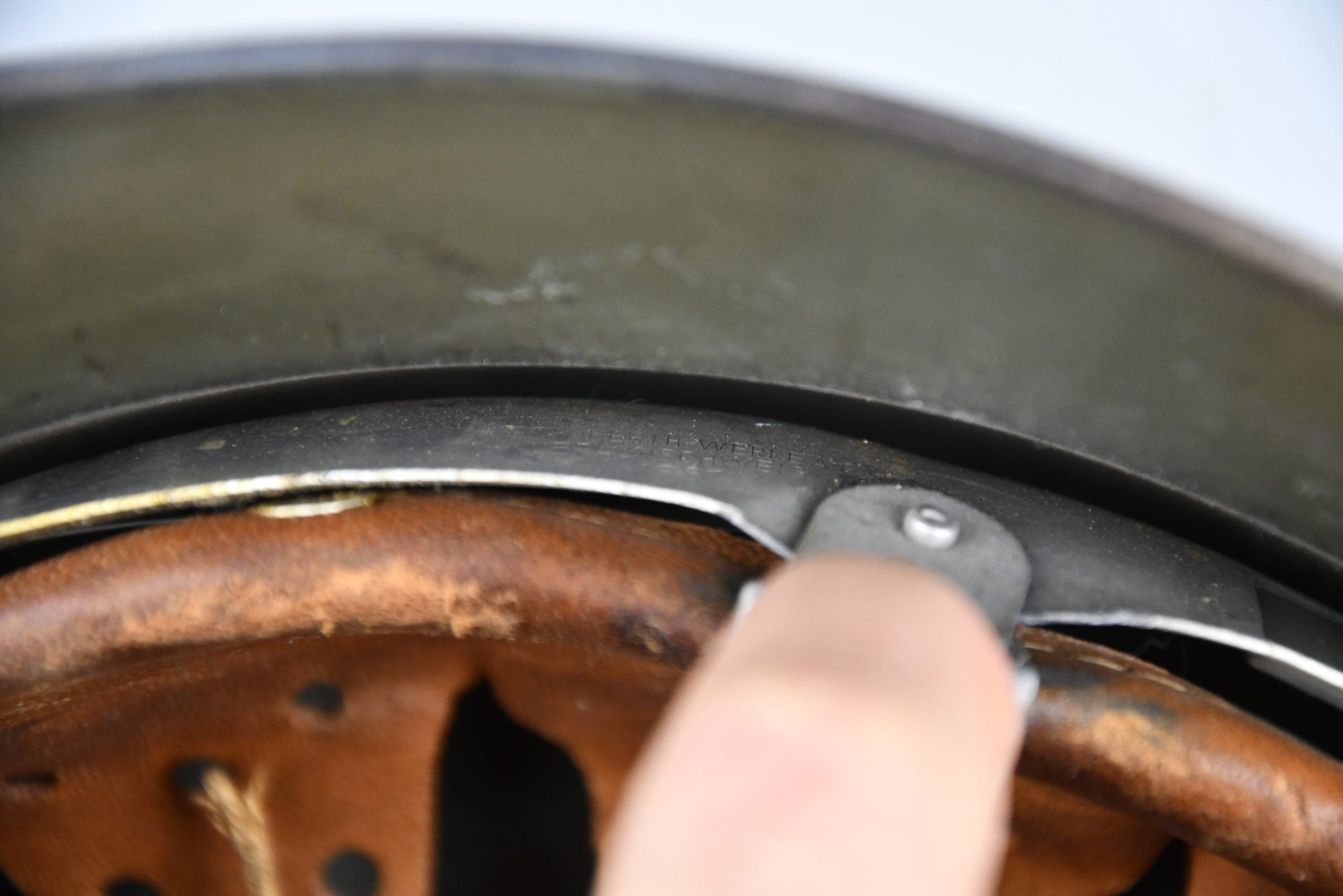 M35 army (heer) single decal 'overpaint' steel helmet Q68 named and unit marked — image 19