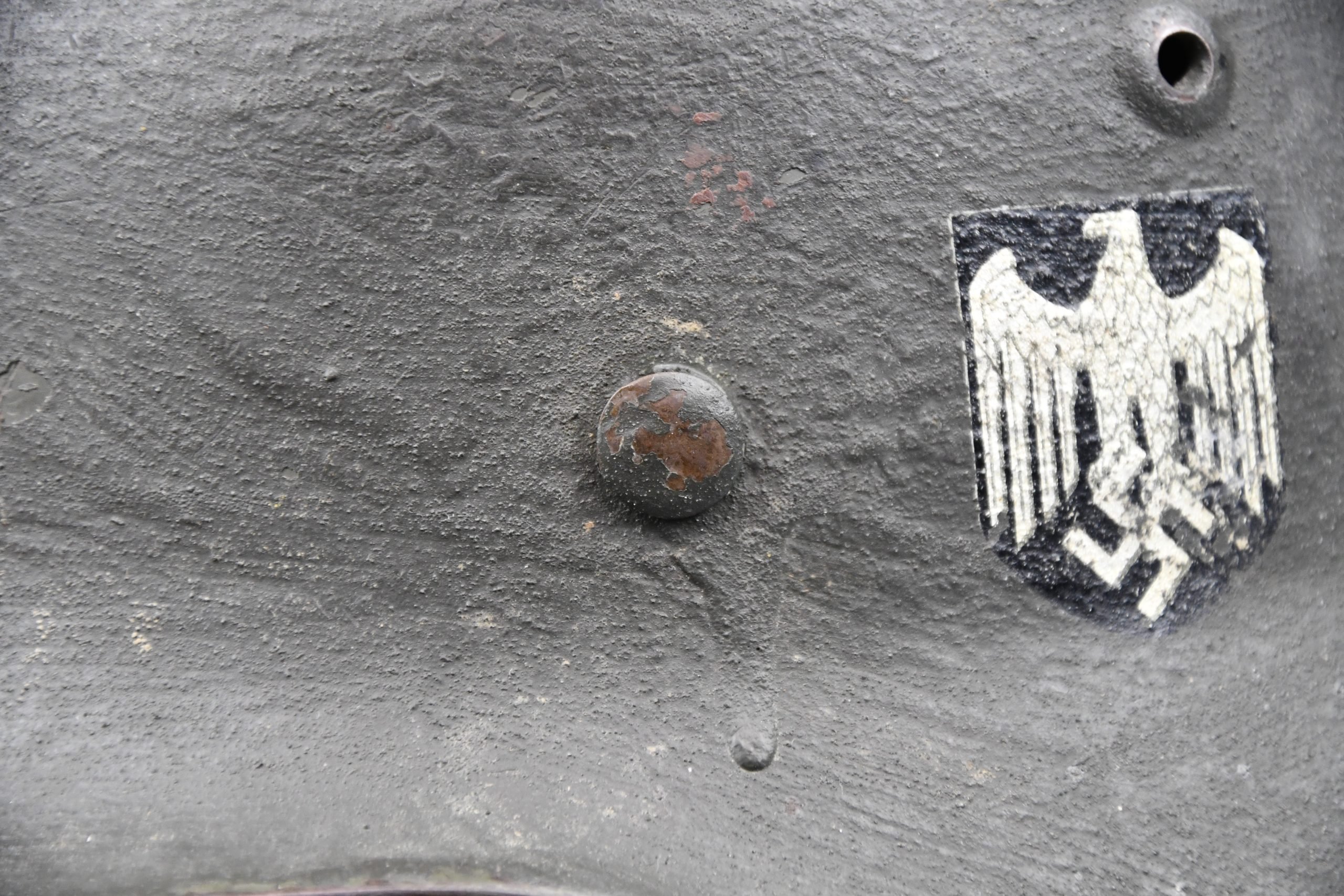 M35 army (heer) single decal 'overpaint' steel helmet Q68 named and unit marked — image 7