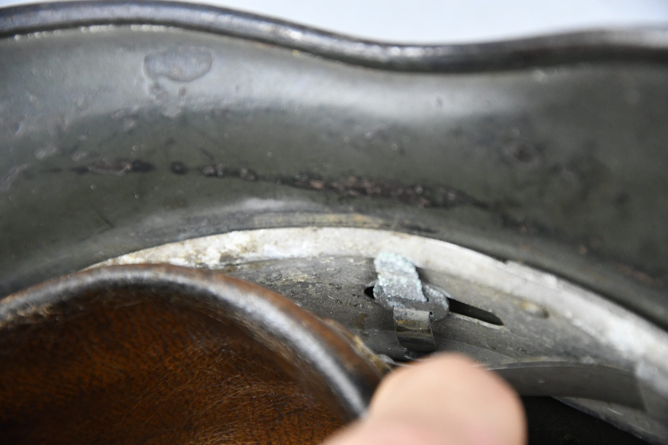 M35 army (Heer) structured camouflage helmet named to officer Oberleutnant Stein Q64 — image 17