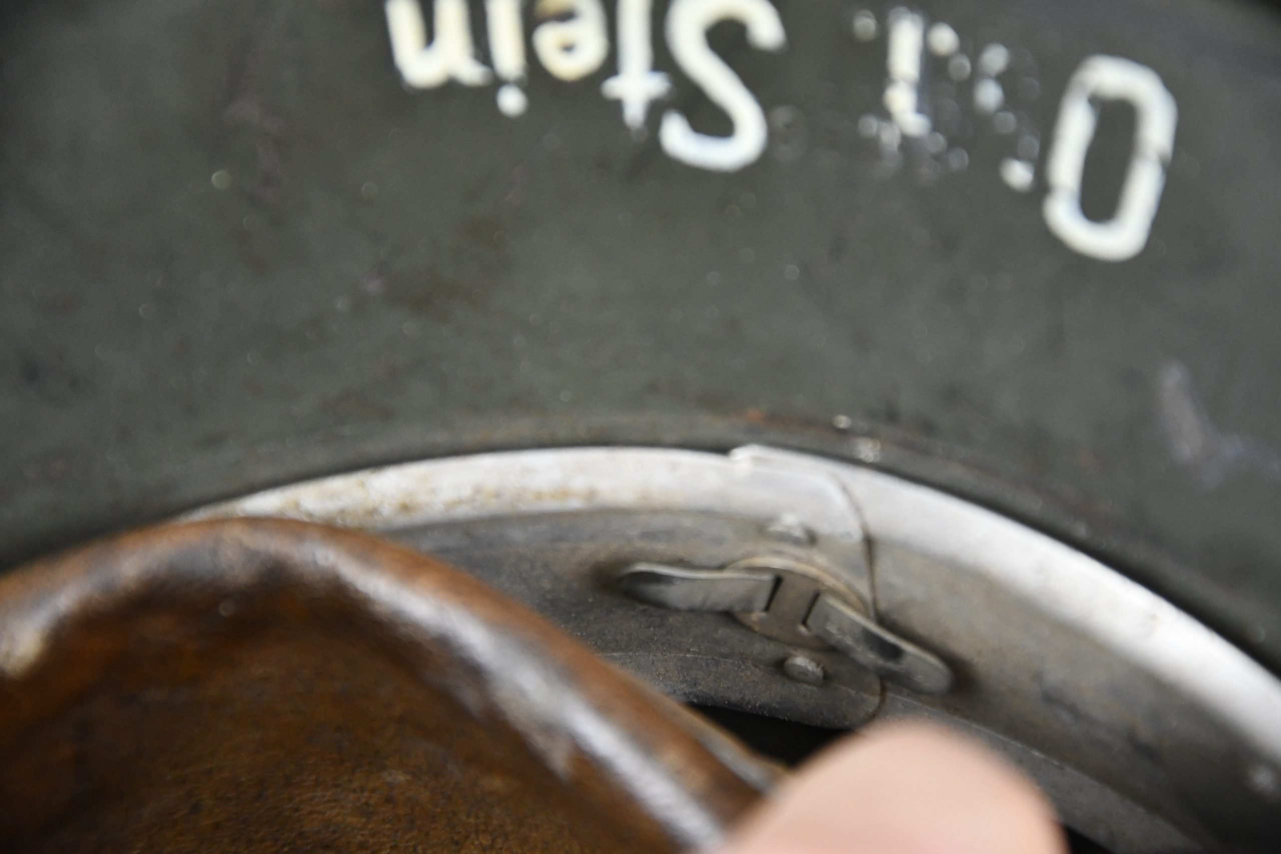 M35 army (Heer) structured camouflage helmet named to officer Oberleutnant Stein Q64 — image 18