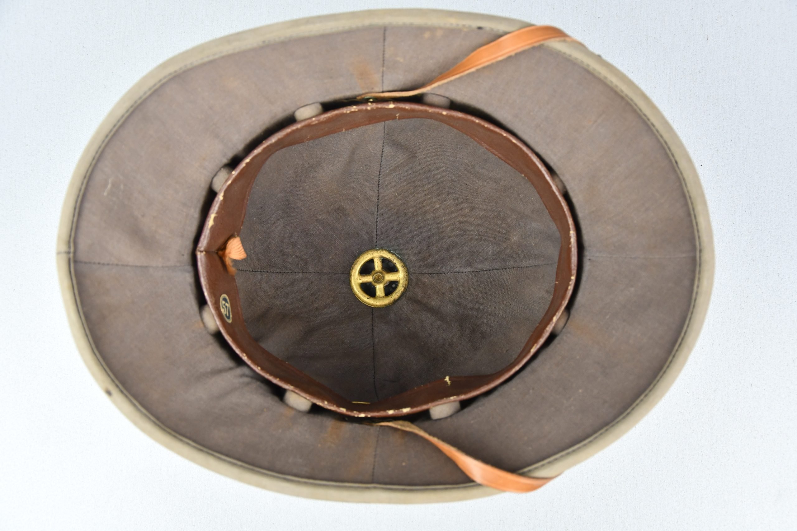 Luftwaffe 'Afrikakorps' captured sun faded 'blue' tropical pith helmet made in France — image 6