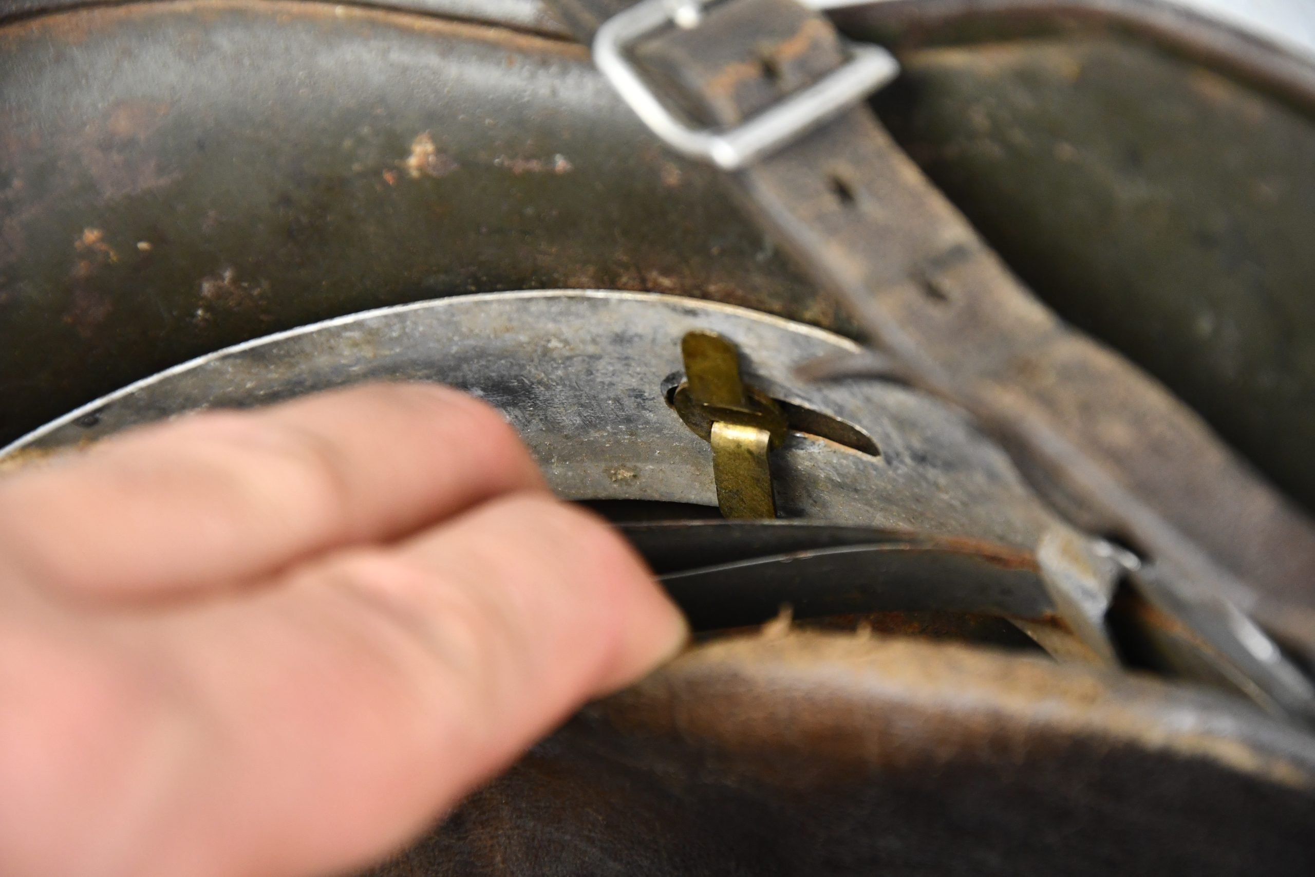 M35 army (Heer) ex-double decal 'overpaint' steel helmet Q64 — image 19