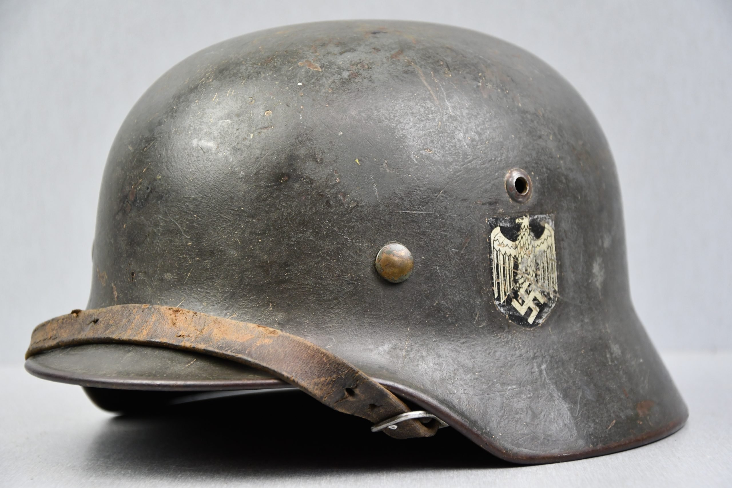 M35 army (Heer) ex-double decal 'overpaint' steel helmet Q64 — image 8