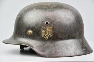 M35 army (Heer) ex-double decal 'overpaint' steel helmet EF64