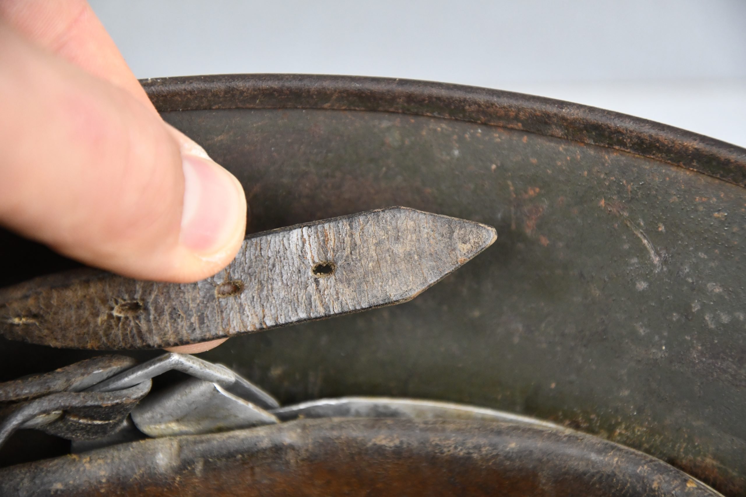 M35 army (Heer) ex-double decal 'overpaint' camouflage steel helmet Q66 — image 13