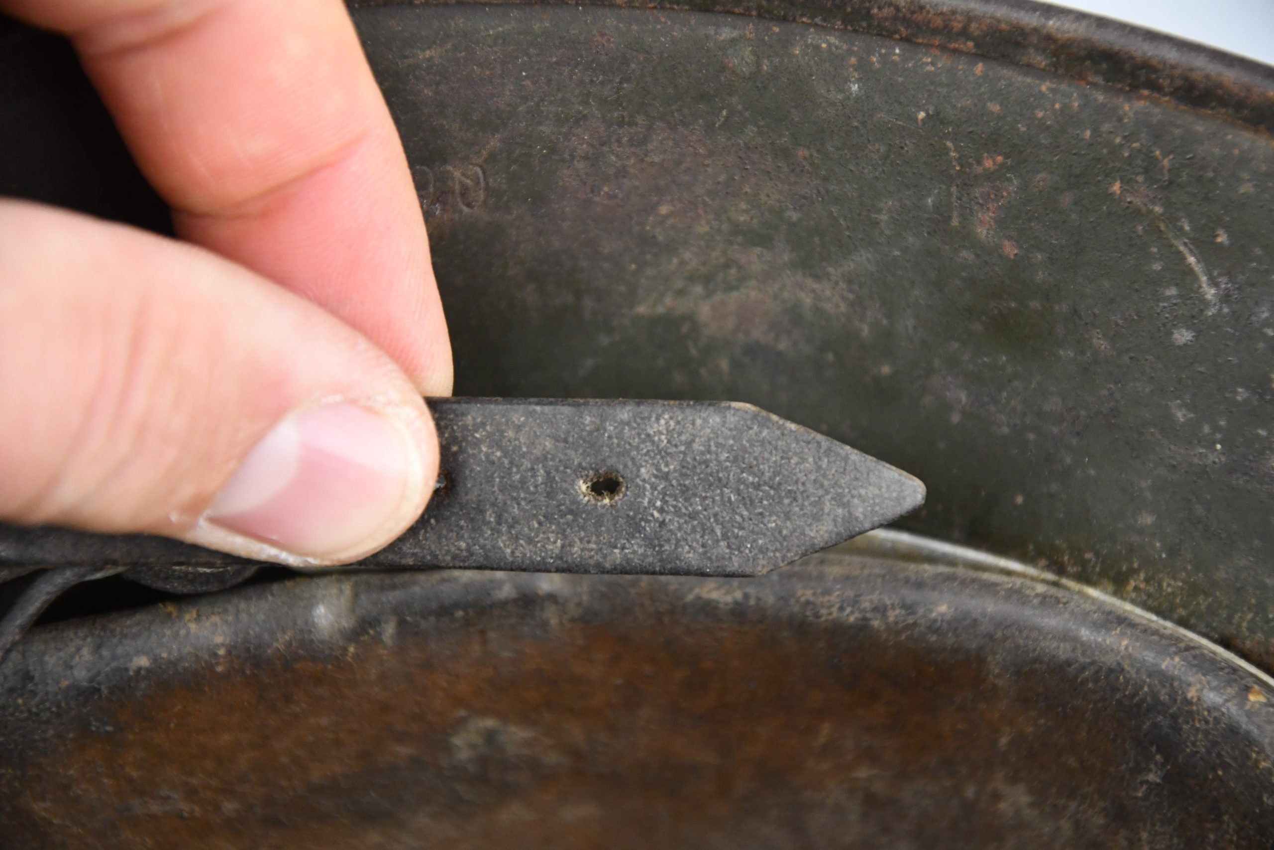 M35 army (Heer) ex-double decal 'overpaint' camouflage steel helmet Q66 — image 14