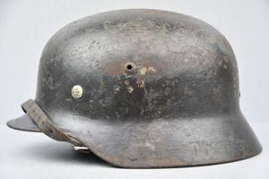 M35 army (Heer) ex-double decal 'overpaint' camouflage steel helmet Q66