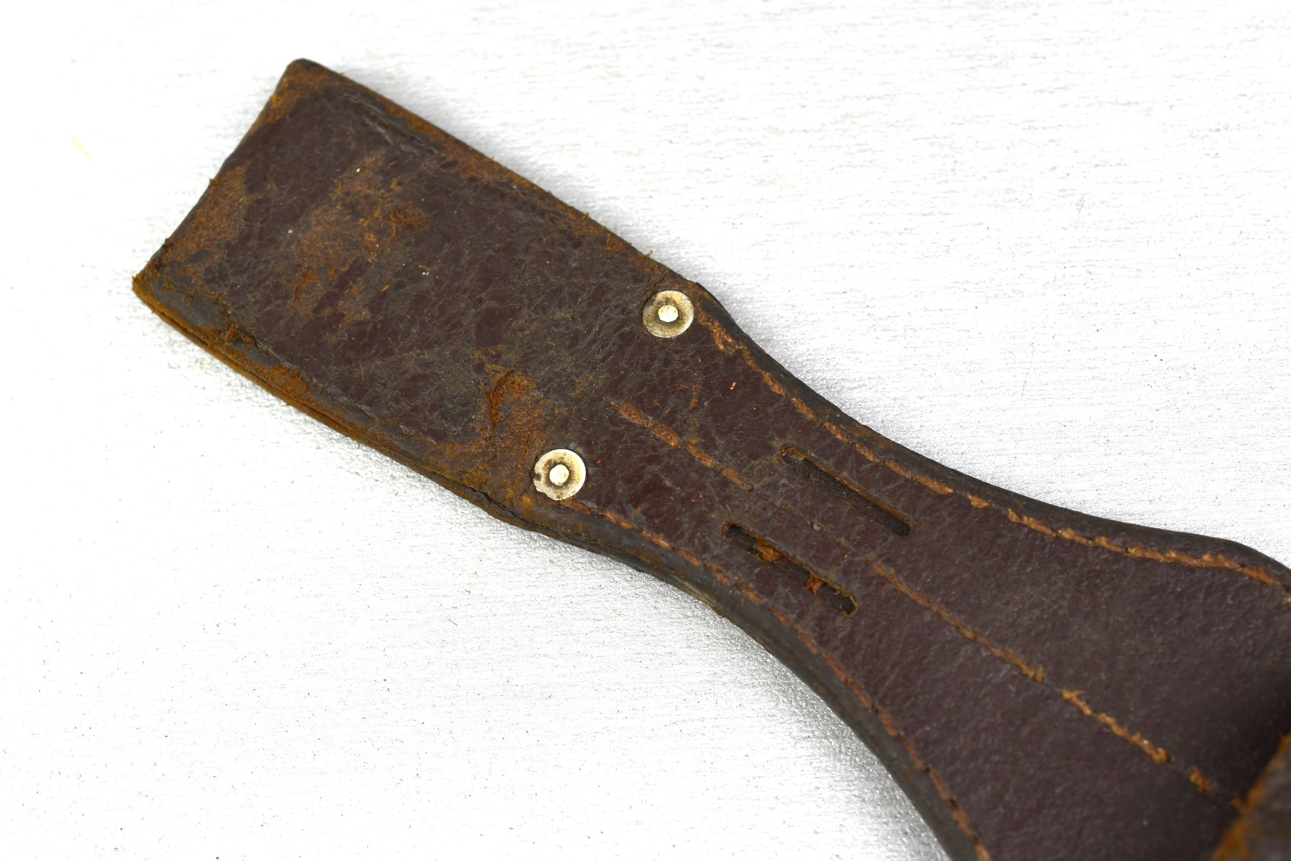 Luftwaffe K98 bayonet frog in brown leather with LBA mark unit marked — image 2