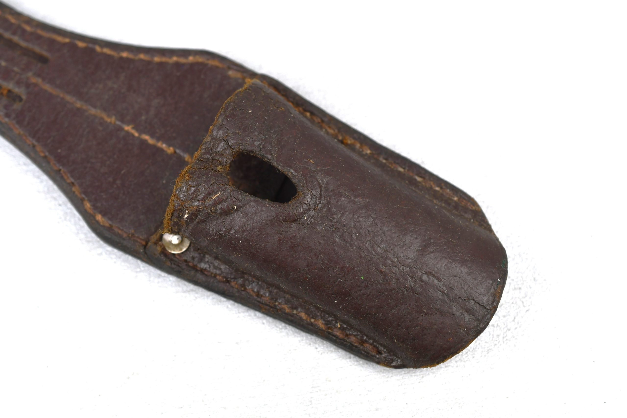 Luftwaffe K98 bayonet frog in brown leather with LBA mark unit marked — image 3