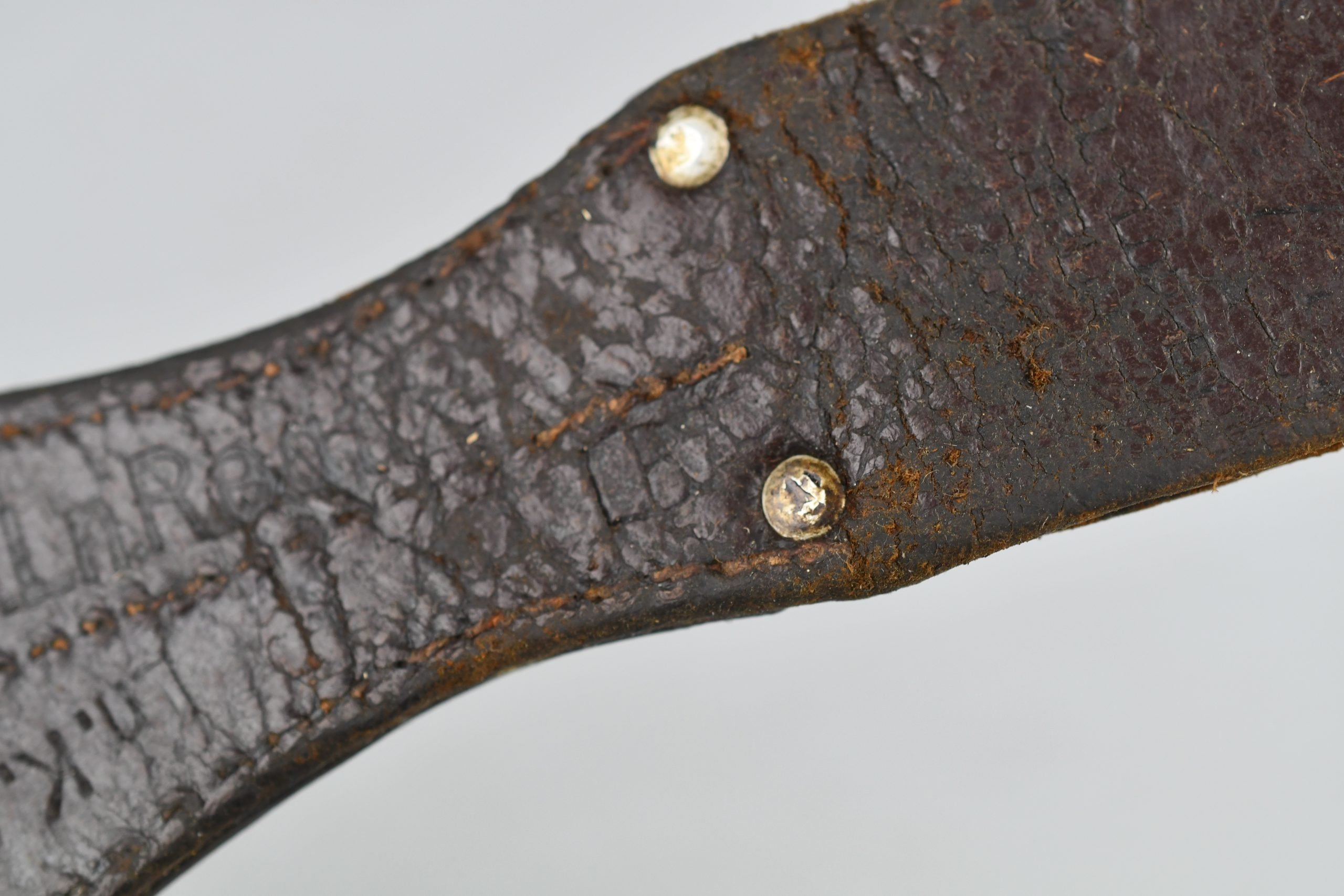 Luftwaffe K98 bayonet frog in brown leather with LBA mark unit marked — image 7