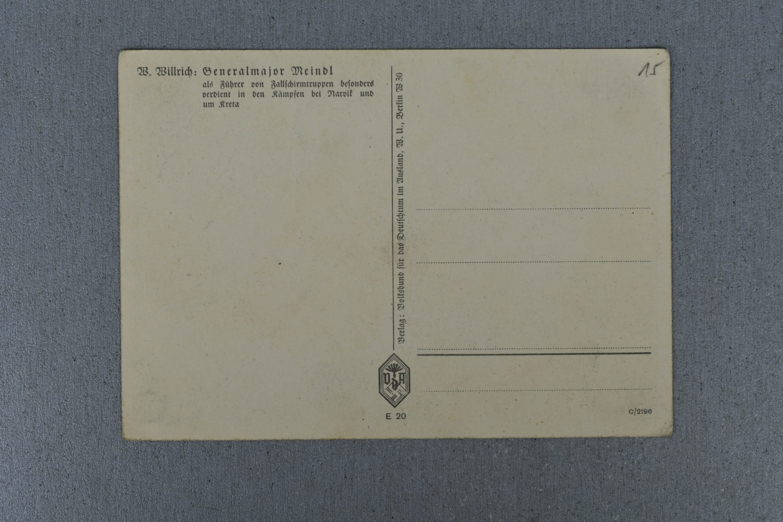 Willrich Postcard Generalmajor Meindl — image 2