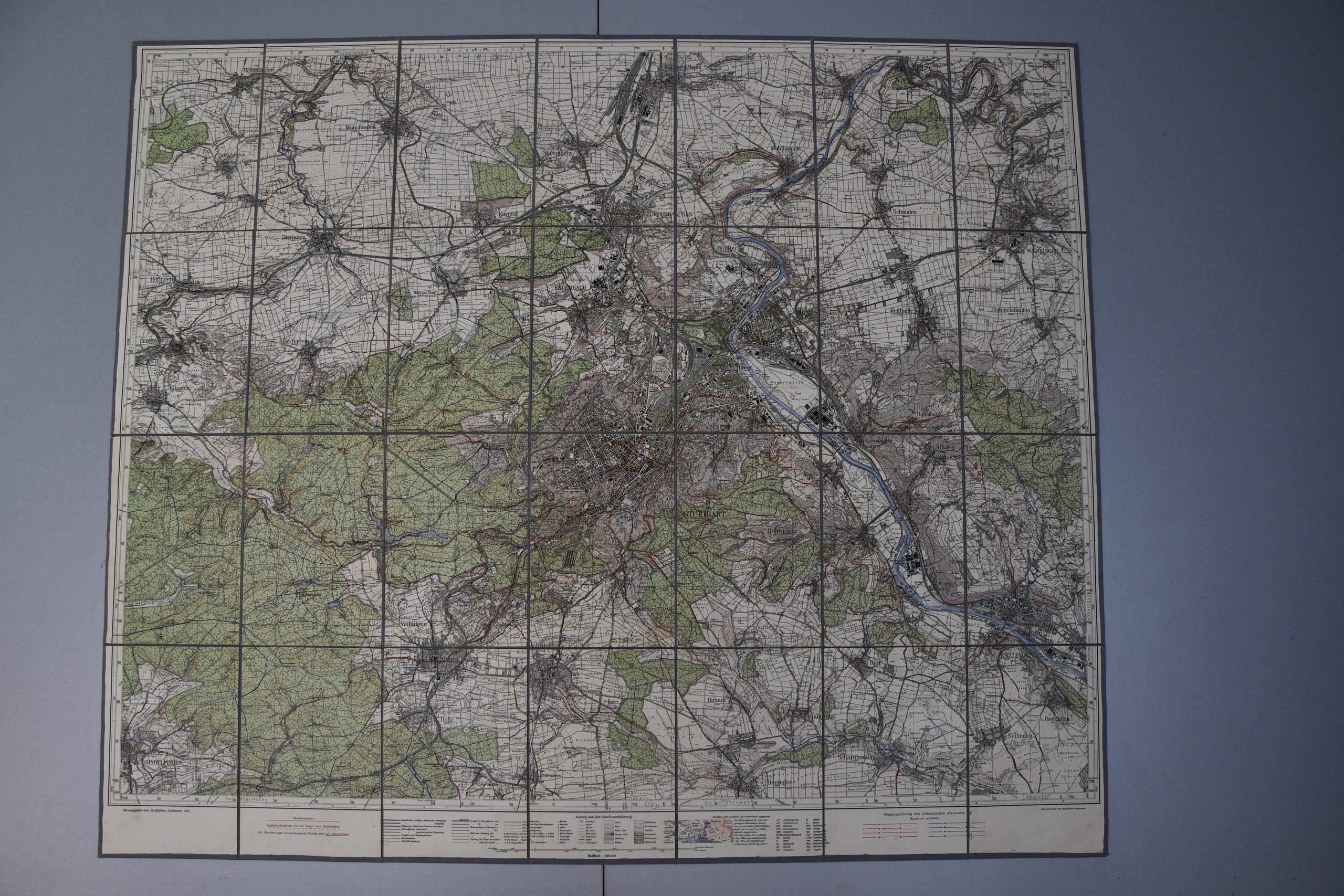 Linen based map of Stuttgart 1931 — image 3