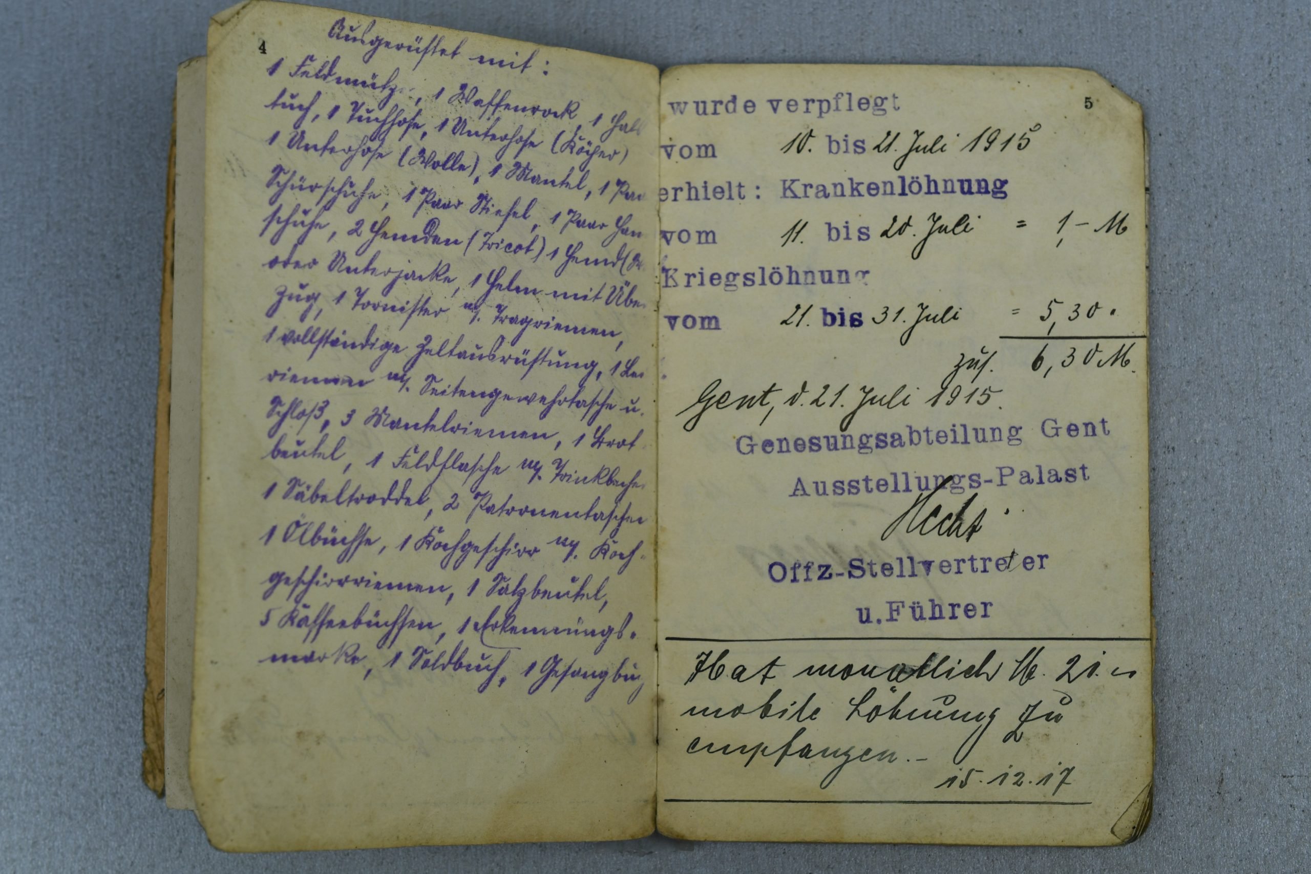 WW1 German Soldbuch Western Front Belgium – Gent — image 6