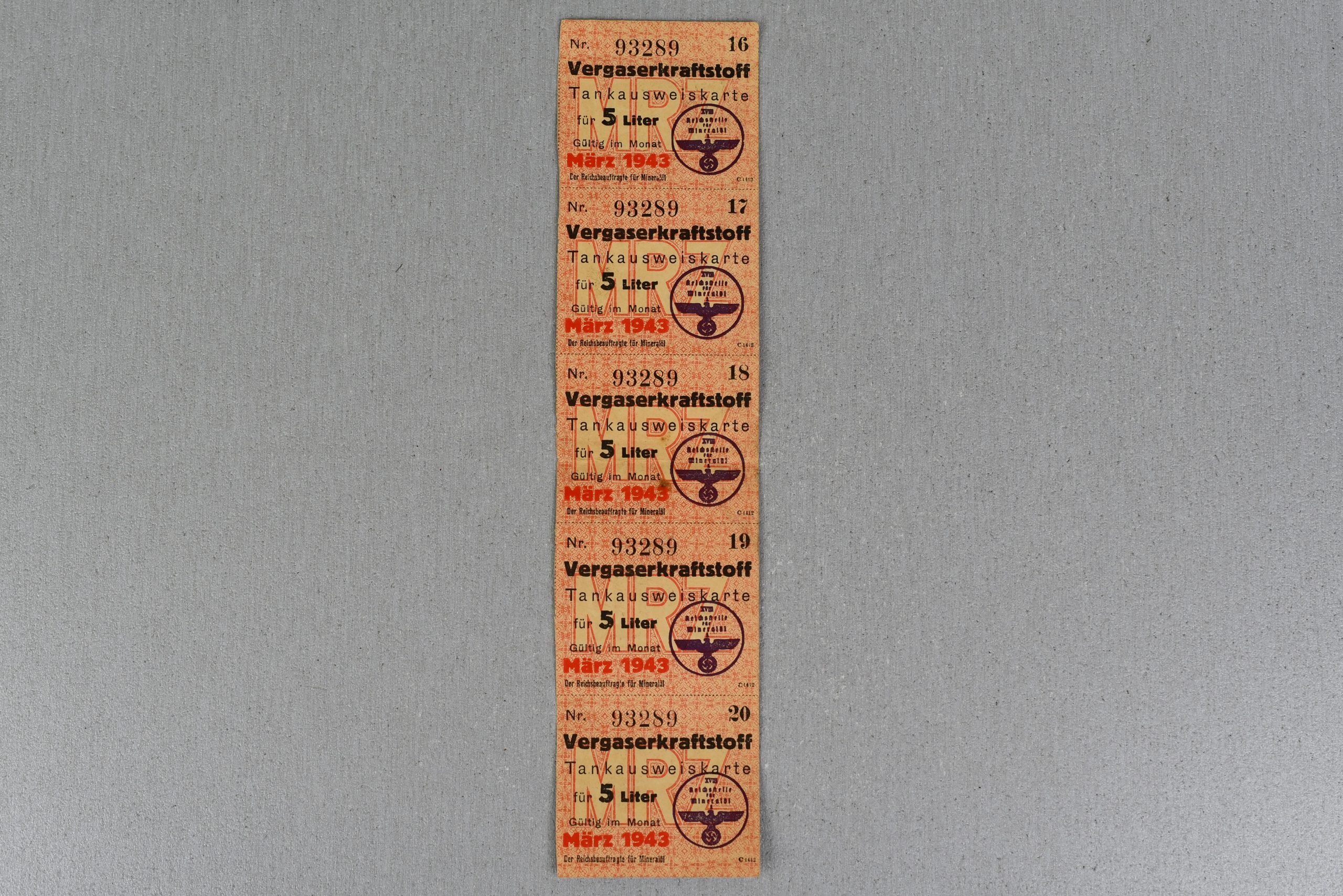 Nazi ration gas coupons 1943 — image 2