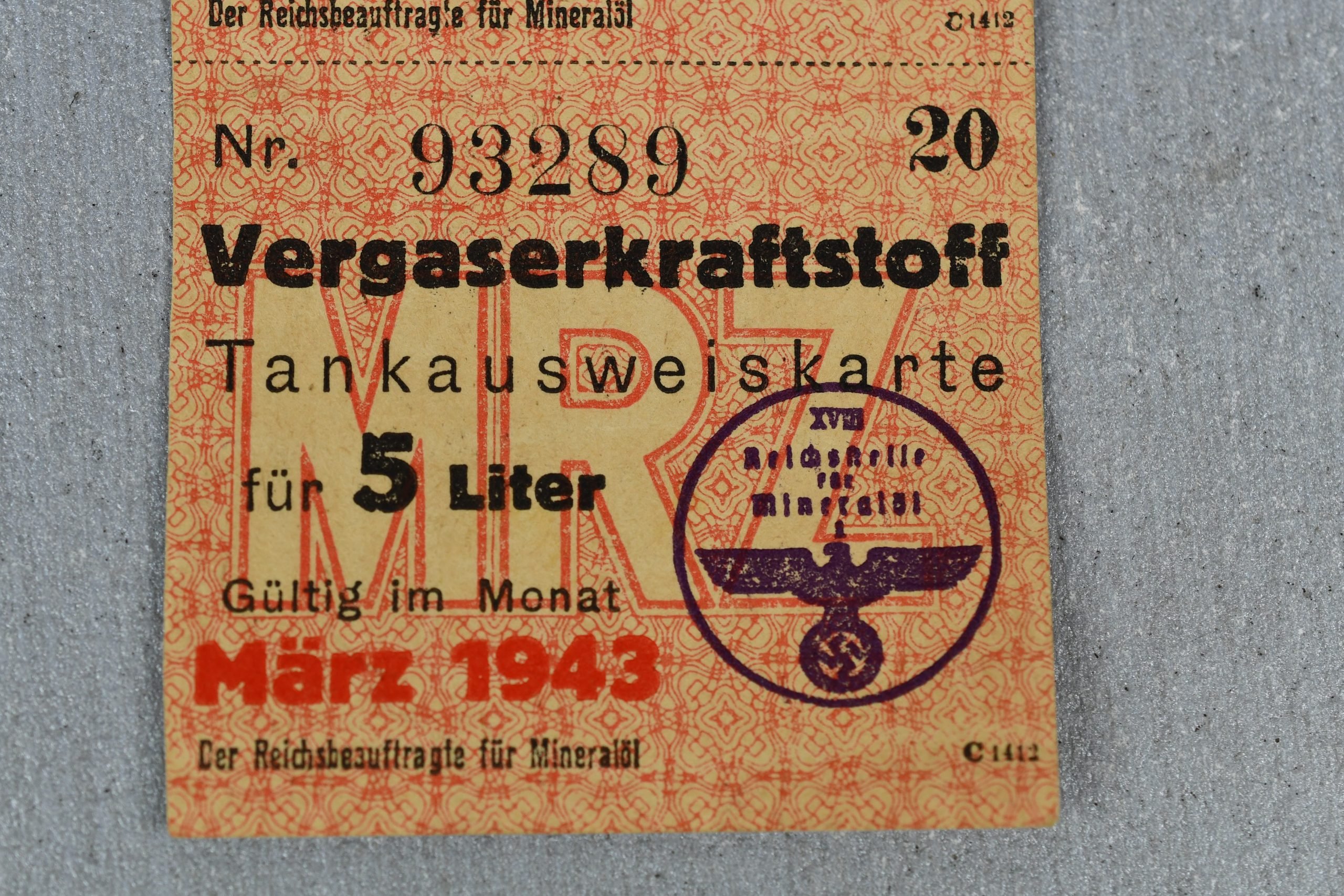 Nazi ration gas coupons 1943 — image 4