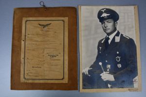 Luftwaffe promotion document with portrait