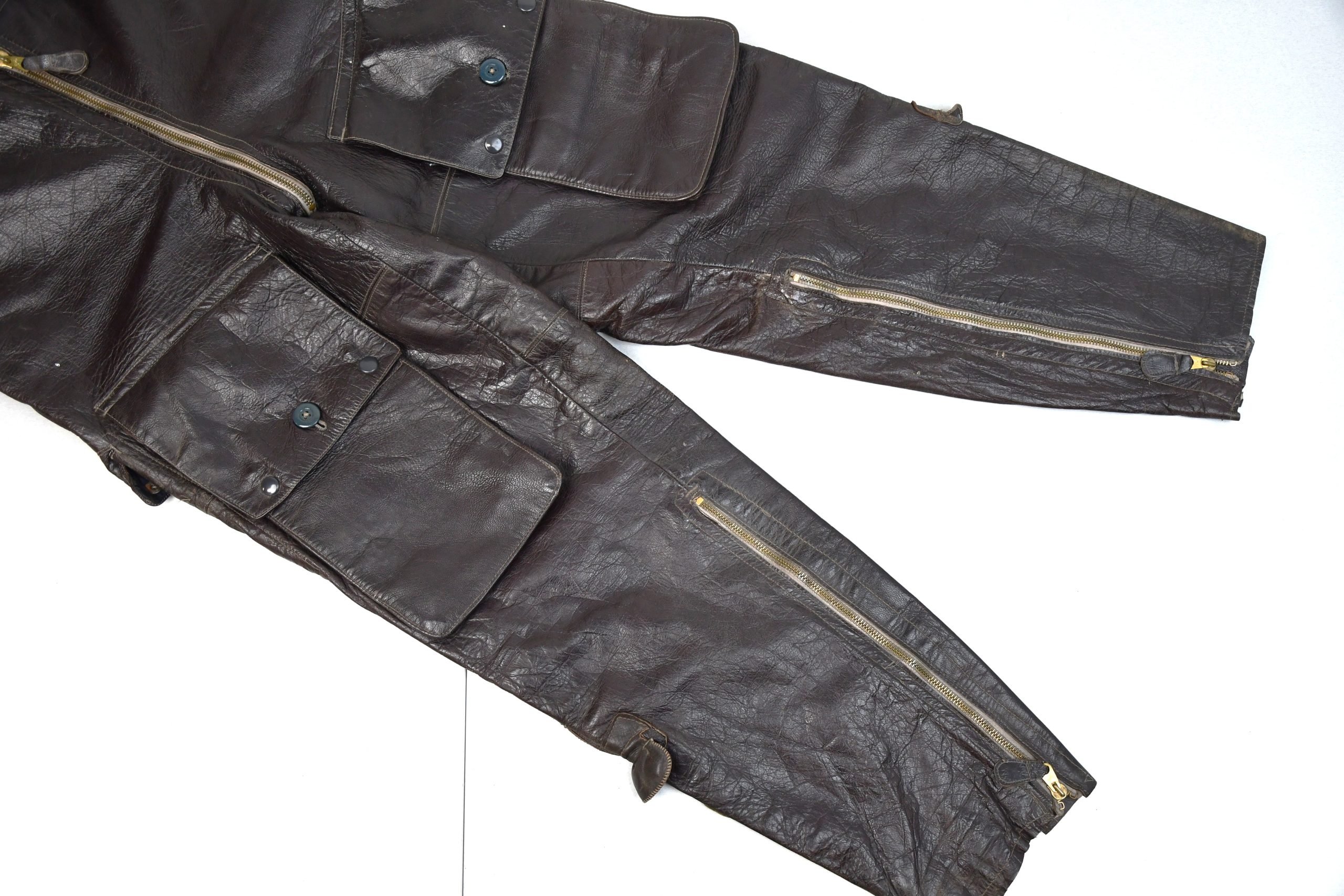 RARE Luftwaffe late-war 'Reich Defence' leather fighter pilot trousers with RBNr. — image 2