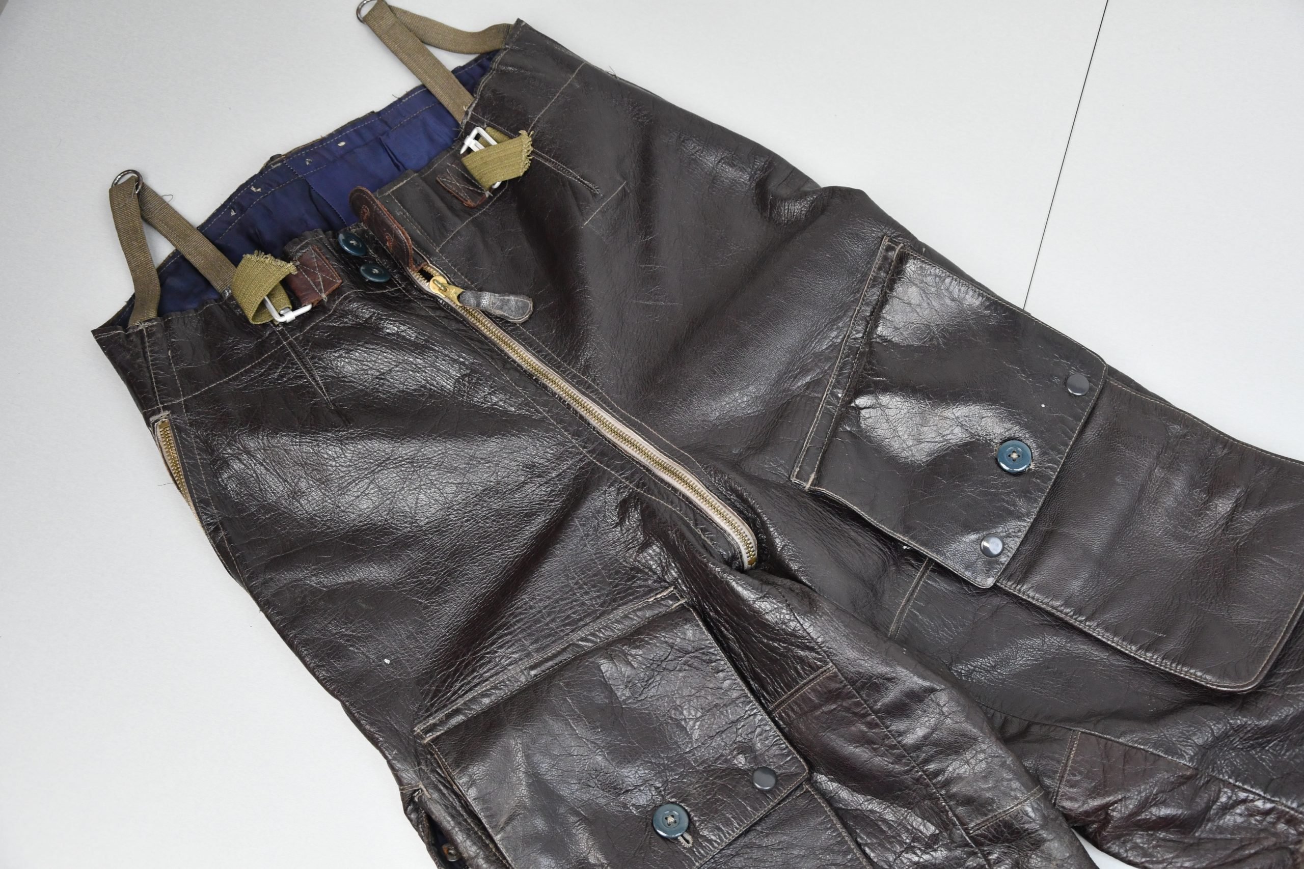 RARE Luftwaffe late-war 'Reich Defence' leather fighter pilot trousers with RBNr. — image 3