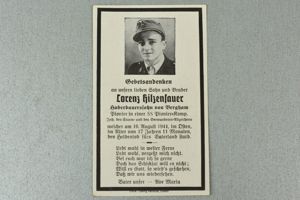 Waffen-SS death card 17 year old Russia 1944