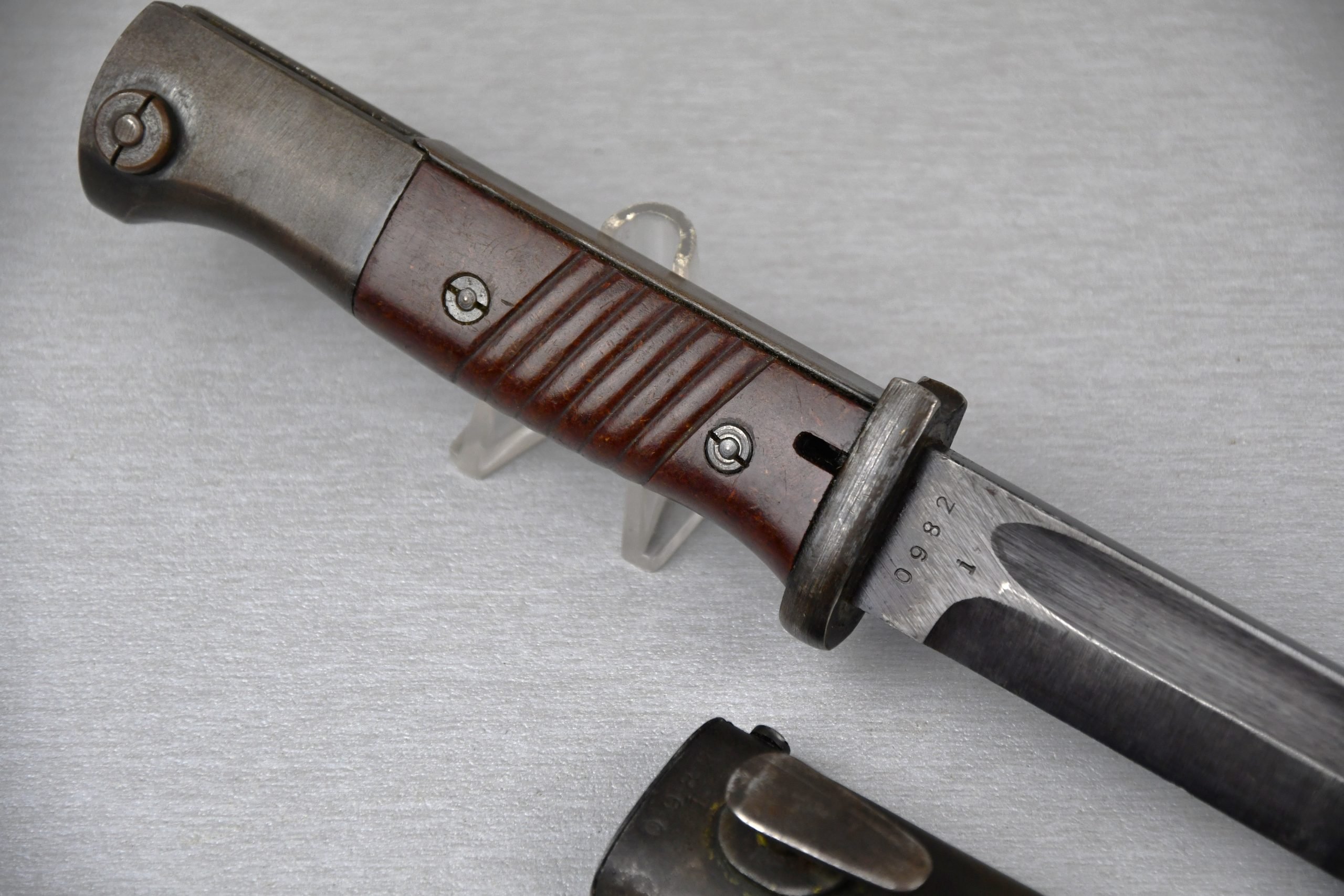 K98 bayonet with red bakelite grips by cof 1944 — image 2